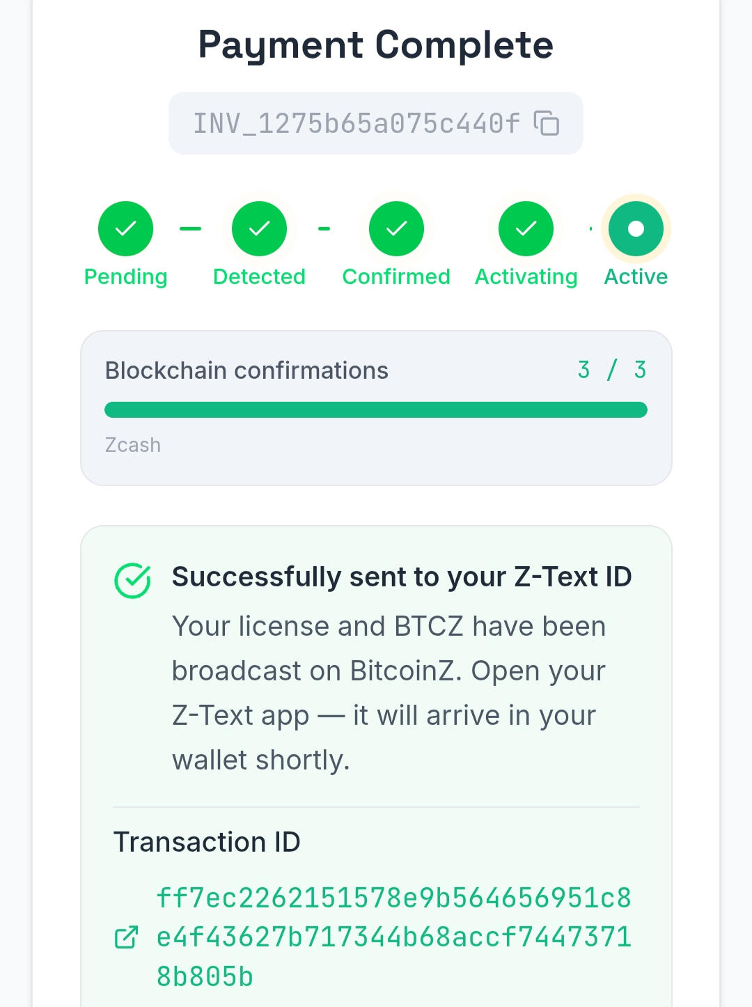 Verified Transactions Track confirmations and transaction status in real time.